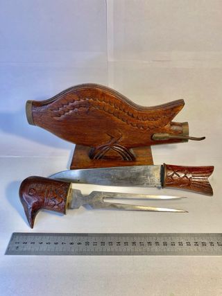Scultura in legno a forma di uccello vintage India