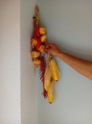 Decoración de Pared con Cebollas y Maíz