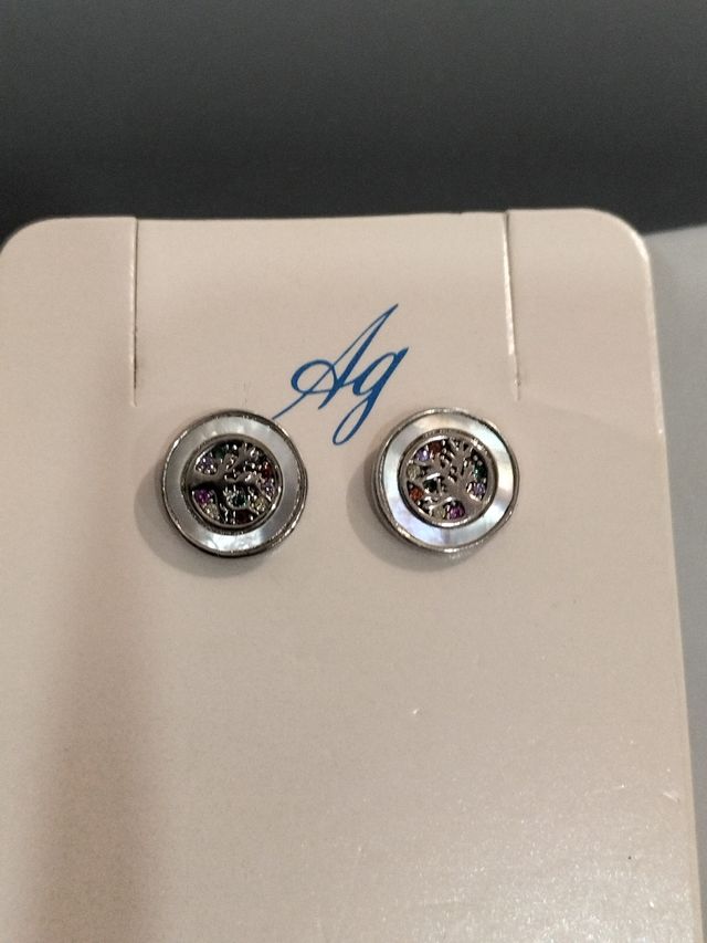 Pendientes Plata Ley Chica Árbol Vida Multicolor