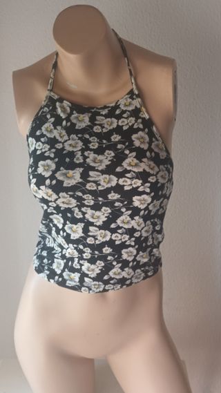 Top floral atado al cuello