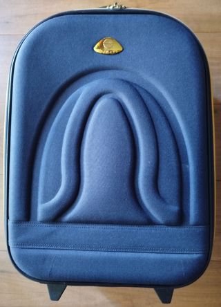 Maleta de viaje azul marino y dorada