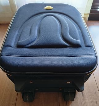 Maleta de viaje azul marino y dorada