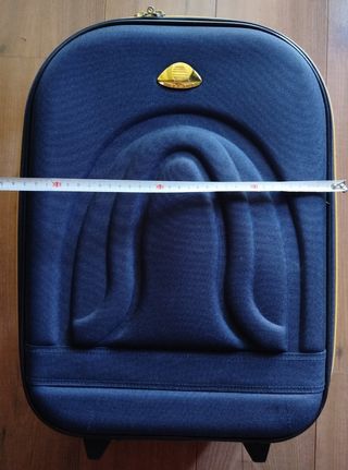 Maleta de viaje azul marino y dorada