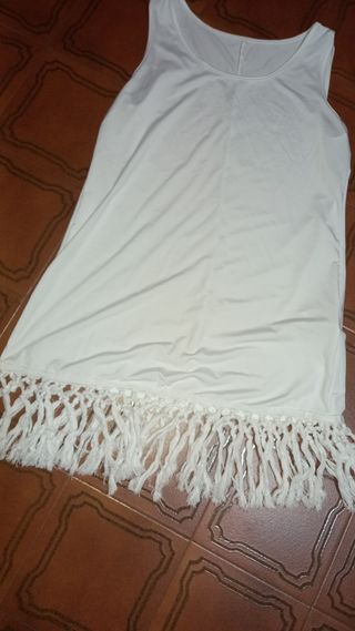 Mini abito bianco con frange