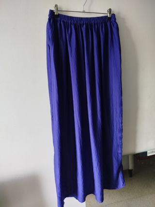 Falda satén morado Mango