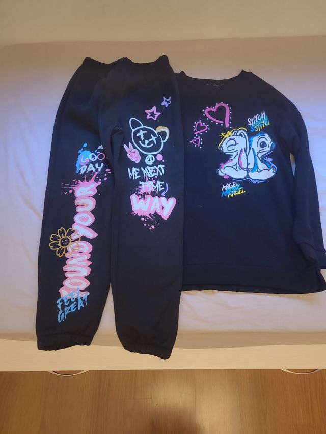 Chándal niña negro con estampado