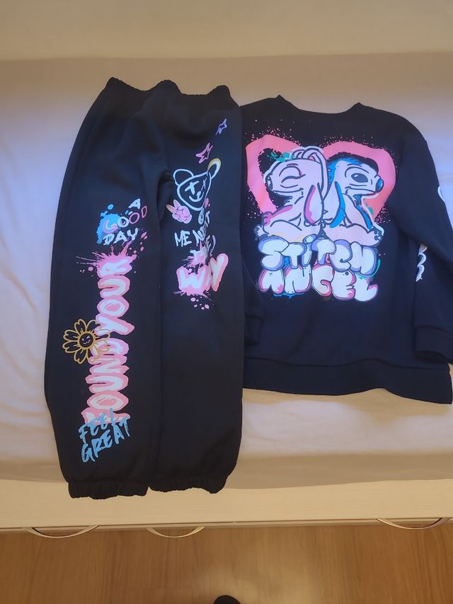 Chándal niña negro con estampado