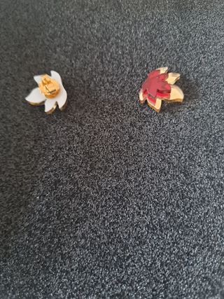 Pendientes Papiroga Hojas Baco Oro y Rojo