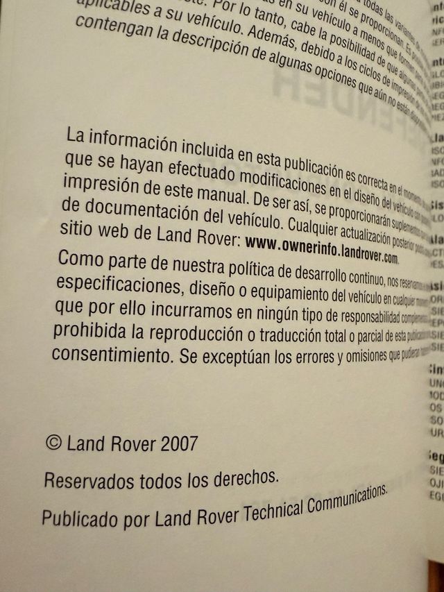 Manuales Land Rover Defender 2007
