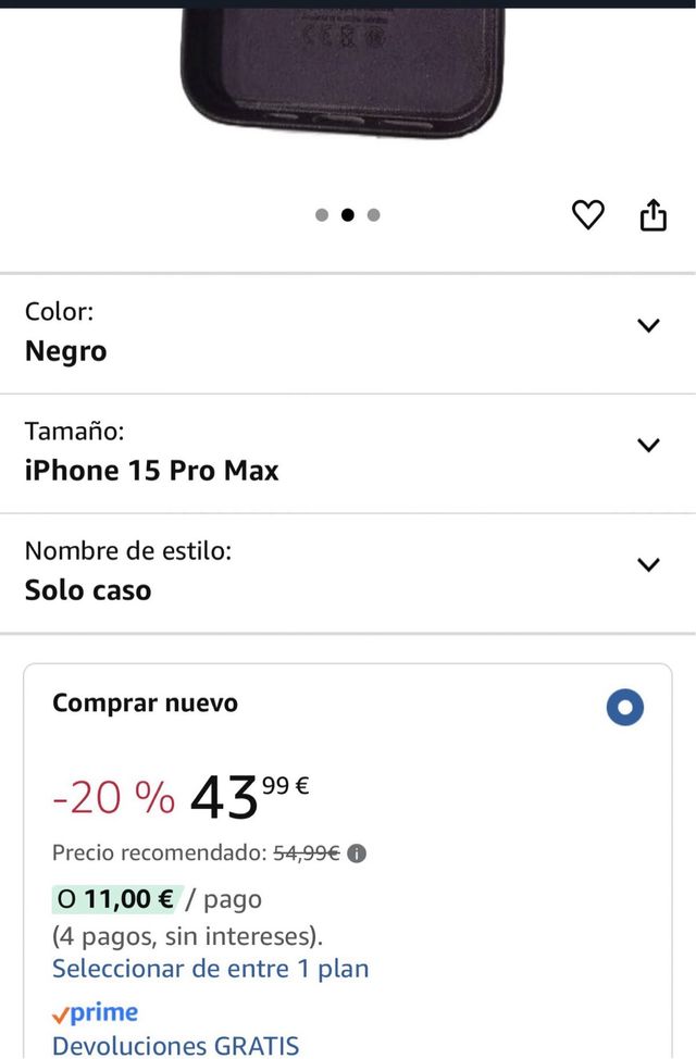 Funda OtterBox iPhone 15 Pro Max Negra