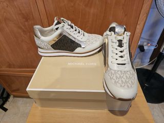 Zapatillas Michael Kors Mujer Oro y Blanco