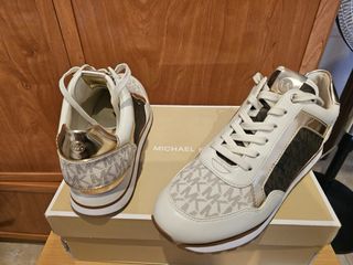 Zapatillas Michael Kors Mujer Oro y Blanco
