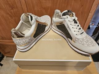 Zapatillas Michael Kors Mujer Oro y Blanco