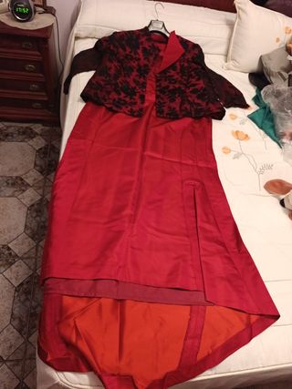 Vestido de fiesta rojo y negro talla 54