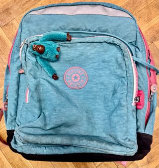 Mochila Kipling Azul Turquesa y Rosa