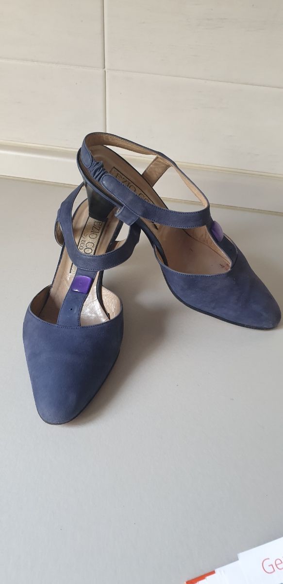 Scarpe Ezio blu con tacco