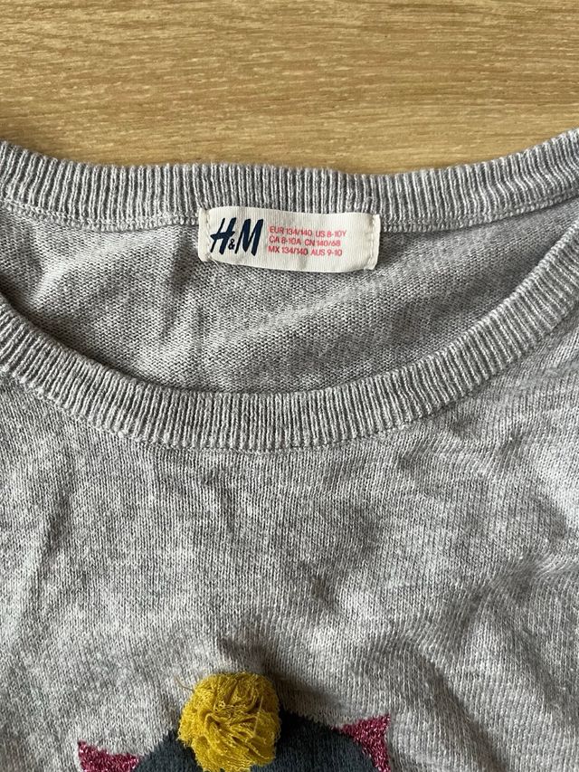 Jersey niña H&M gris con dibujo talla 8-10