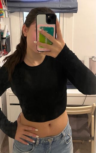 Top Zara Negro Manga Larga
