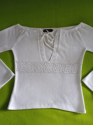 Jersey Bershka blanco mujer
