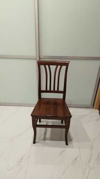 4 Sedie Legno Massello Marrone