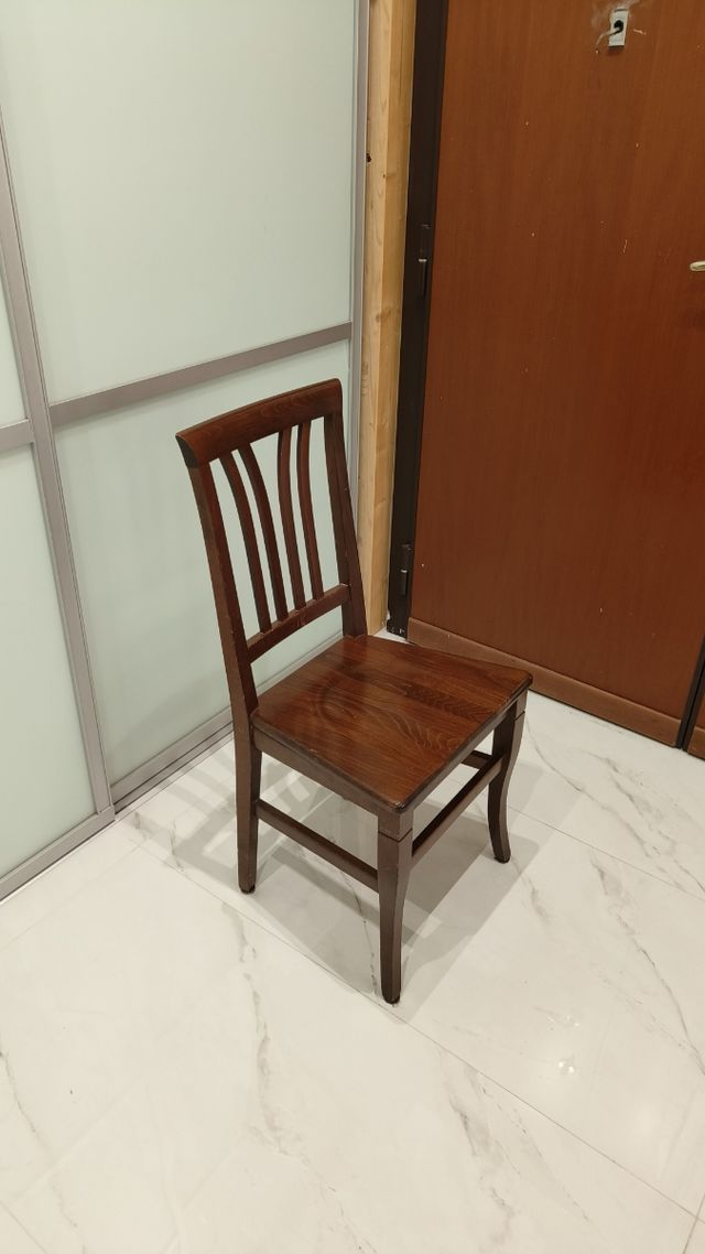 4 Sedie Legno Massello Marrone