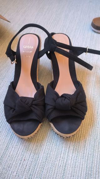 Sandalias esparto negras