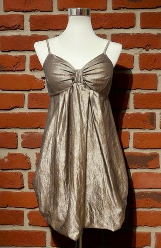 Vestido fiesta Zinco plateado tornasol mini