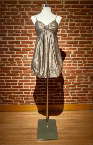 Vestido fiesta Zinco plateado tornasol mini