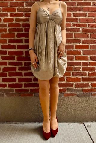 Vestido fiesta Zinco plateado tornasol mini