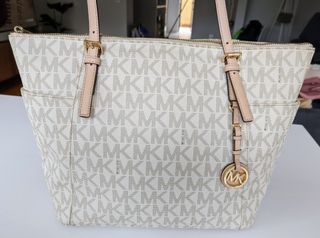 Bolso Tote Michael Kors Beige y Blanco