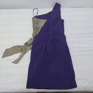 Vestido fiesta asimétrico morado y gris