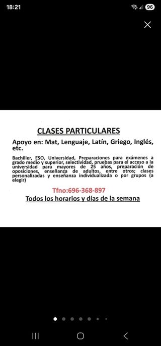 CLASES PARTICULARES Y CURSOS INTENSIVOS, ACCESOS