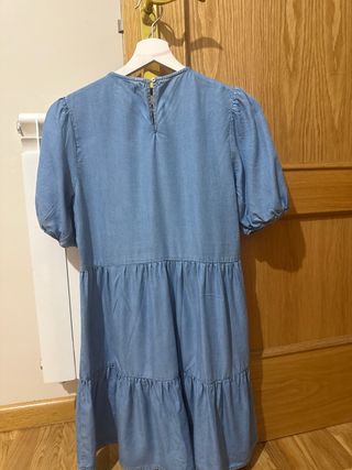 Vestido azul vaquero manga abullonada