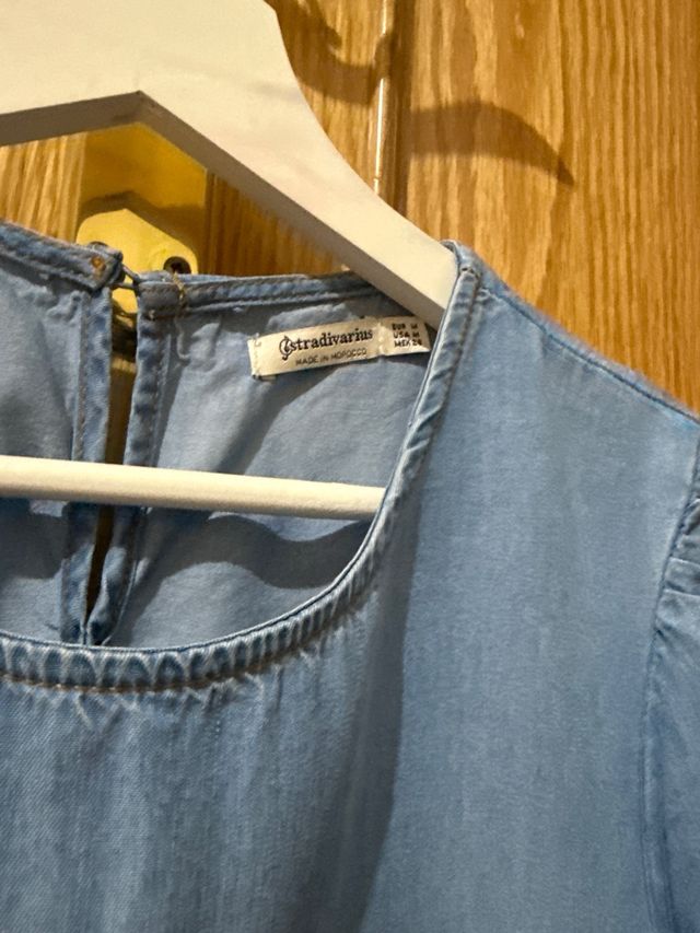 Vestido azul vaquero manga abullonada