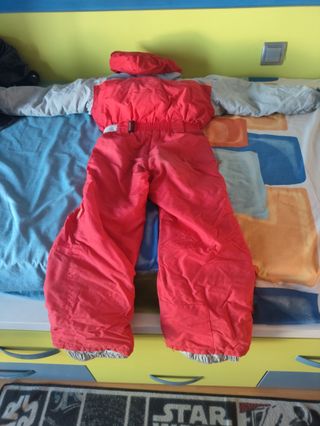 Mono de esquí niña rojo y gris