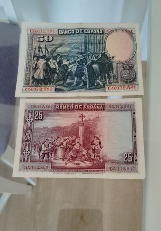 Billetes 25 y 50 Pesetas 1928