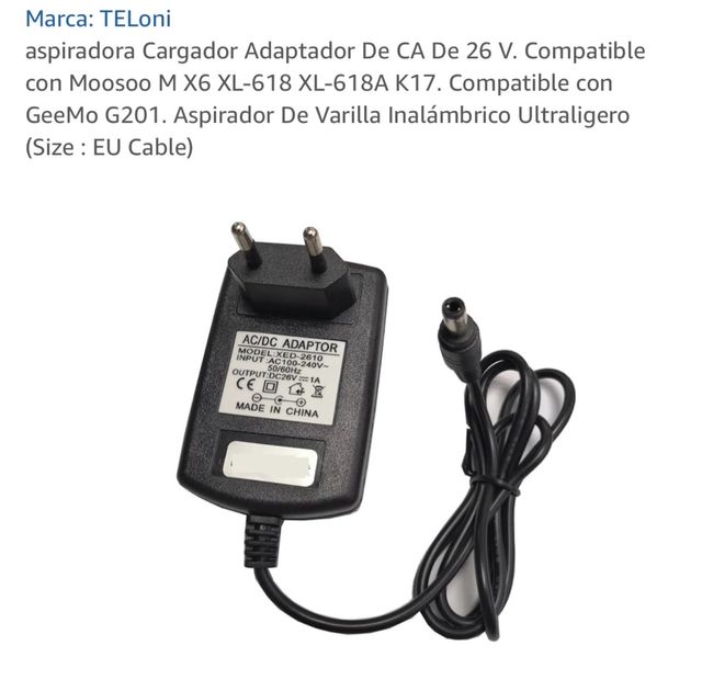 Cargador Adaptador CA 26V 1A para Aspiradora