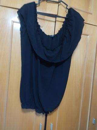 Blusa fiesta negra elástica talla 48-50