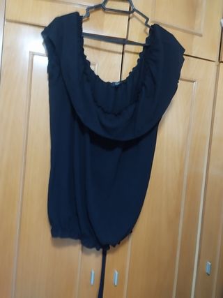 Blusa fiesta negra elástica talla 48-50