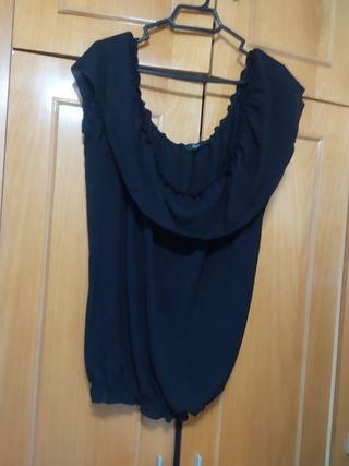 Blusa fiesta negra elástica talla 48-50