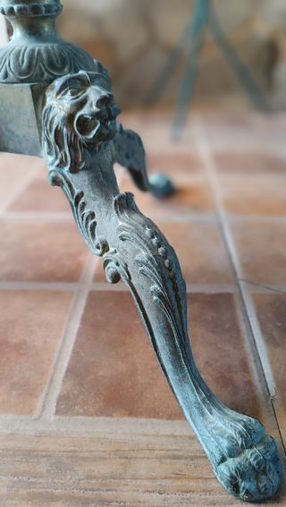 Perchero Antiguo Bronce y Caoba