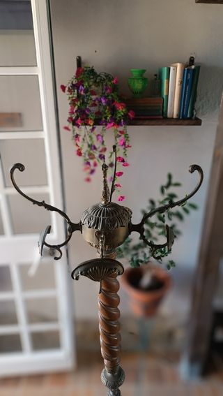 Perchero Antiguo Bronce y Caoba