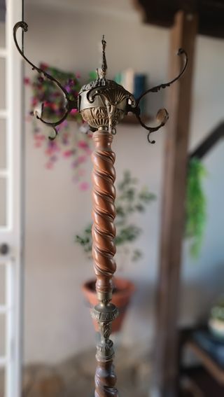 Perchero Antiguo Bronce y Caoba