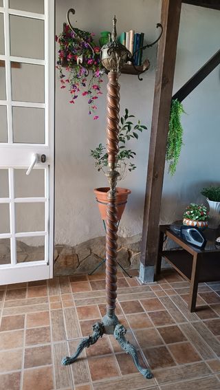 Perchero Antiguo Bronce y Caoba