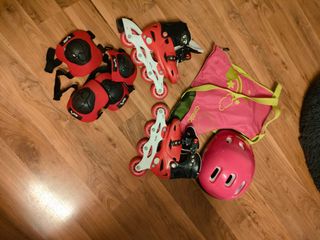 Patines niña T30-33 rosa + protecciones