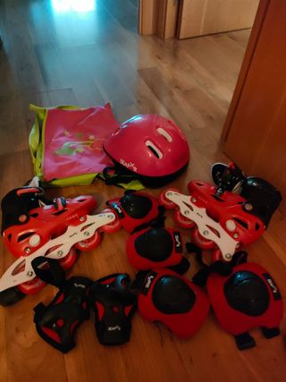 Patines niña T30-33 rosa + protecciones