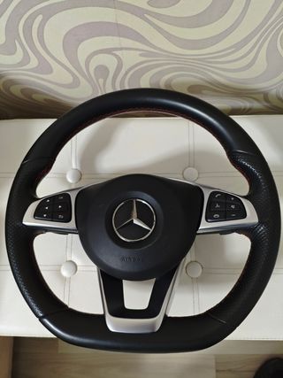 Volante AMG Mercedes Negro con Costuras Rojas