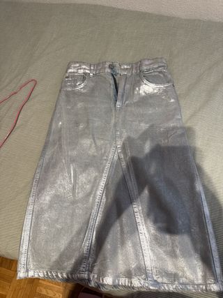Falda vaquera plateada niña talla 13/14 años
