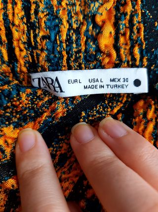 Falda tubo naranja y verde talla L