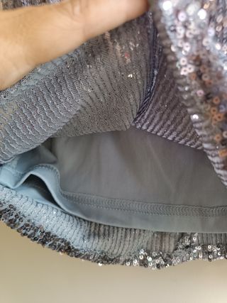 Vestido fiesta lentejuelas plateado T-S